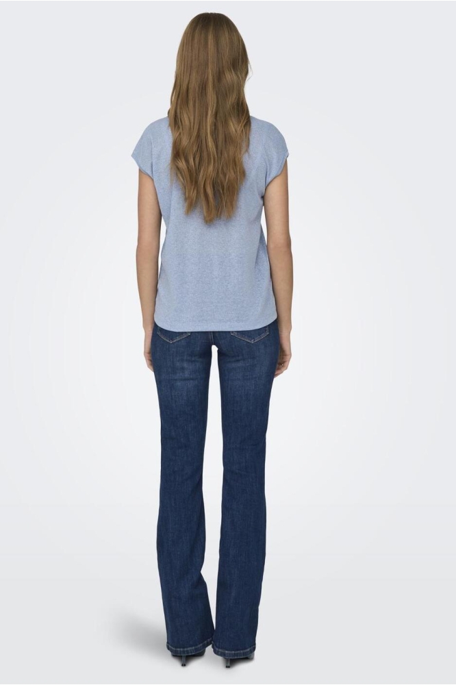 ONLSILVERY S/S V NECK LUREX TOP JRS 15136069 Halogen Blue